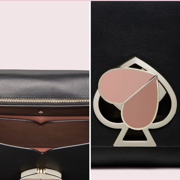 Kate Spade Nicola Black and Pink Crossbody Bag with Enameled Turnlock Closure - Picture 4 of 11